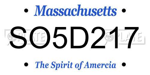 SO5D217 Massachusetts License Plate