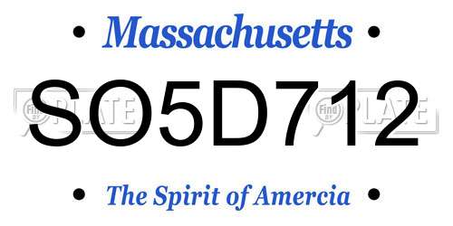 SO5D712 Massachusetts License Plate