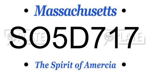 SO5D717 Massachusetts License Plate