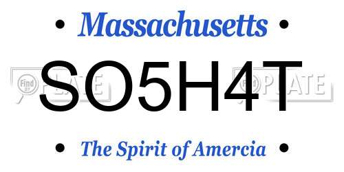 SO5H4T Massachusetts License Plate