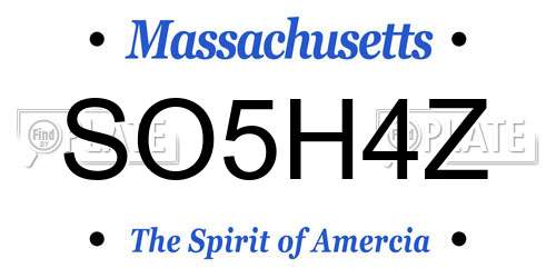 SO5H4Z Massachusetts License Plate