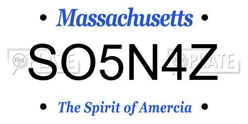 SO5N4Z Massachusetts License Plate