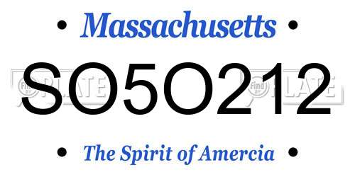 SO5O212 Massachusetts License Plate