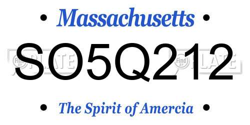 SO5Q212 Massachusetts License Plate