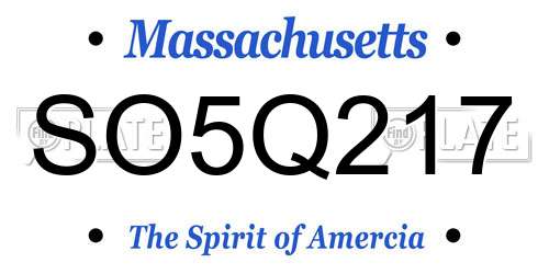 SO5Q217 Massachusetts License Plate