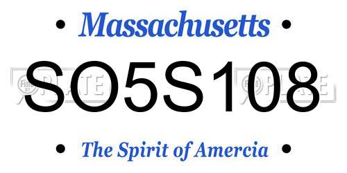 SO5S108 Massachusetts License Plate