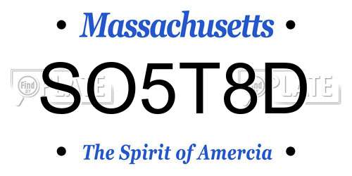SO5T8D Massachusetts License Plate