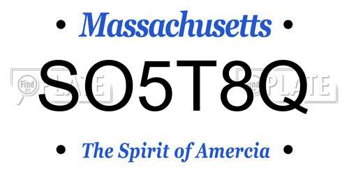 SO5T8Q Massachusetts License Plate