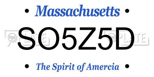 SO5Z5D Massachusetts License Plate