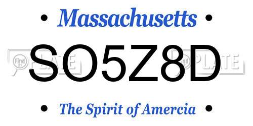 SO5Z8D Massachusetts License Plate