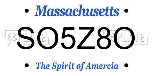SO5Z8O Massachusetts License Plate