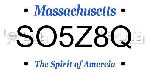 SO5Z8Q Massachusetts License Plate