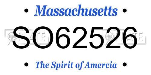 SO62526 Massachusetts License Plate