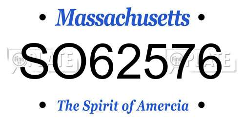 SO62576 Massachusetts License Plate