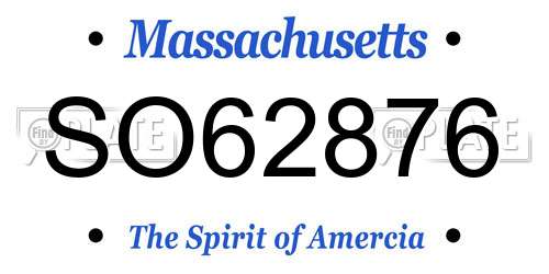 SO62876 Massachusetts License Plate