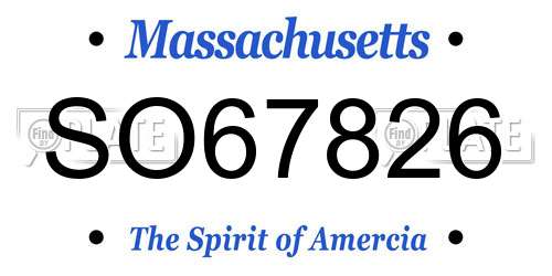 SO67826 Massachusetts License Plate