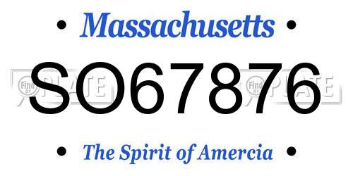 SO67876 Massachusetts License Plate