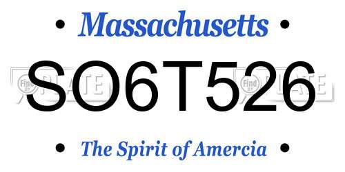 SO6T526 Massachusetts License Plate