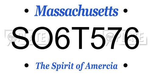 SO6T576 Massachusetts License Plate
