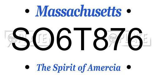 SO6T876 Massachusetts License Plate