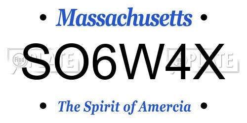 SO6W4X Massachusetts License Plate