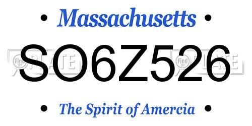 SO6Z526 Massachusetts License Plate