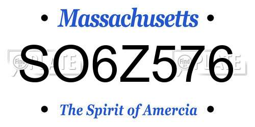 SO6Z576 Massachusetts License Plate