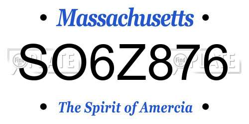 SO6Z876 Massachusetts License Plate