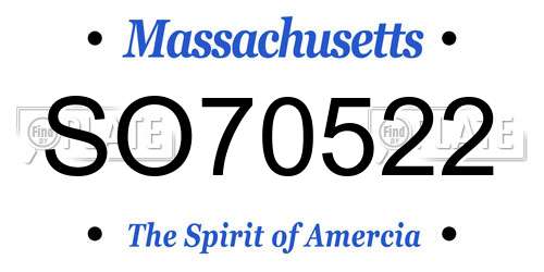 SO70522 Massachusetts License Plate