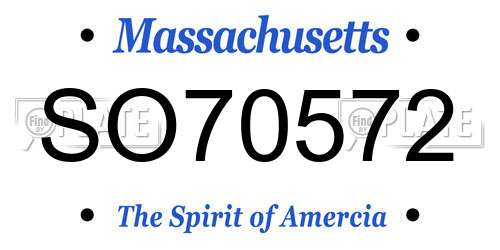 SO70572 Massachusetts License Plate