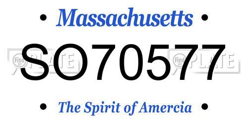 SO70577 Massachusetts License Plate