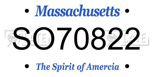 SO70822 Massachusetts License Plate