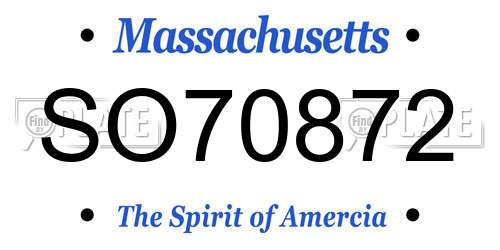 SO70872 Massachusetts License Plate