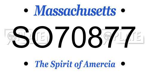 SO70877 Massachusetts License Plate