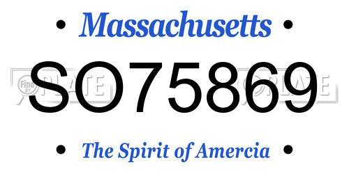 SO75869 Massachusetts License Plate