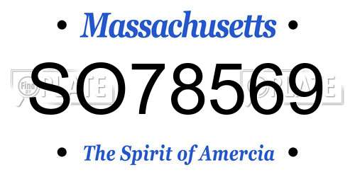 SO78569 Massachusetts License Plate