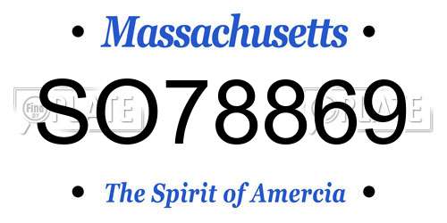 SO78869 Massachusetts License Plate