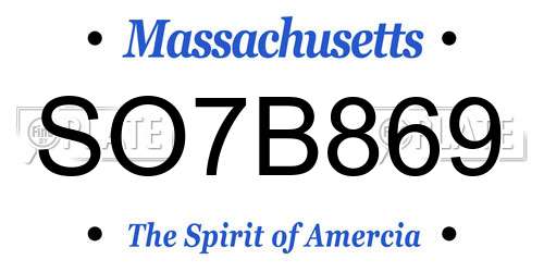 SO7B869 Massachusetts License Plate