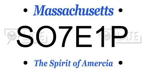 SO7E1P Massachusetts License Plate