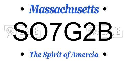 SO7G2B Massachusetts License Plate