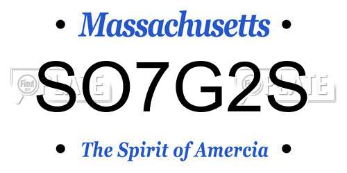 SO7G2S Massachusetts License Plate