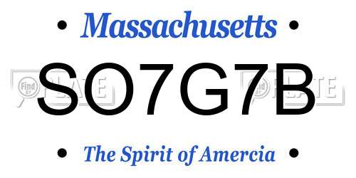 SO7G7B Massachusetts License Plate