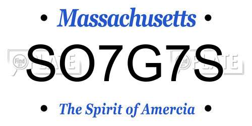SO7G7S Massachusetts License Plate