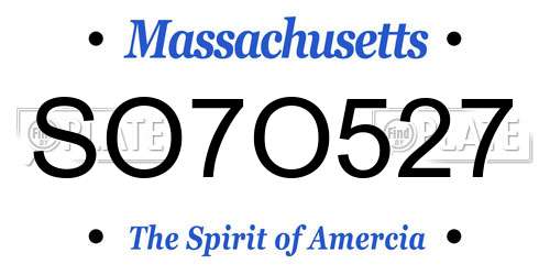 SO7O527 Massachusetts License Plate