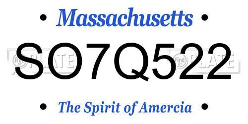 SO7Q522 Massachusetts License Plate