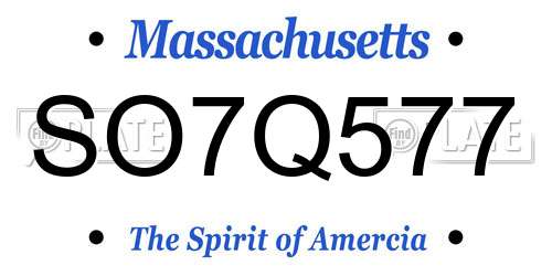 SO7Q577 Massachusetts License Plate