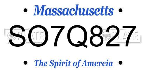 SO7Q827 Massachusetts License Plate