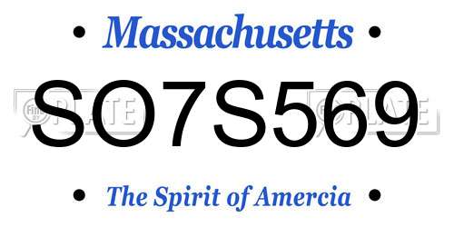 SO7S569 Massachusetts License Plate