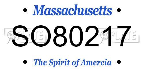 SO80217 Massachusetts License Plate