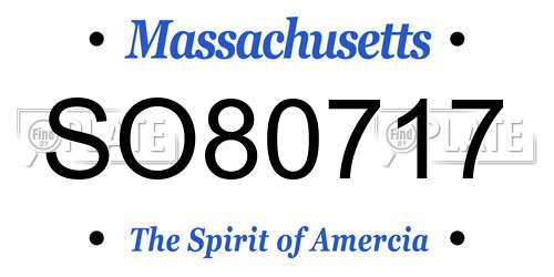 SO80717 Massachusetts License Plate